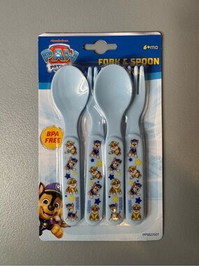 Paw Patrol Light Blue Toddler Fork & Spoon Set chase & rubble novelty 6M+